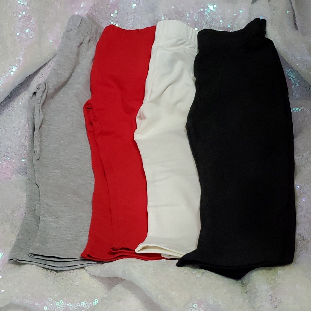 GLASH Kids Toddler Leggings Bundle - 4 Count (Grey, Red, Cream & Black) Size 4T